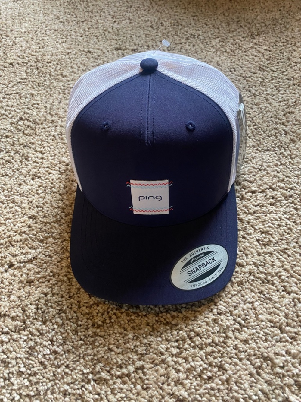 Ping Navy and White Trucker Snapback Cap